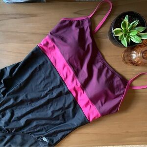 Speedo Women's One-Piece Swimsuit - Magenta and Black